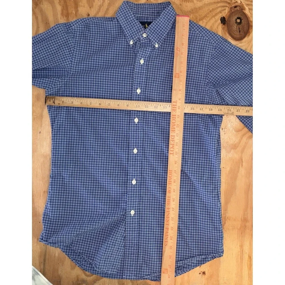 Polo Ralph Lauren Long Sleeve Button Down Blue‎ Plaid Mens Small Custom Fit